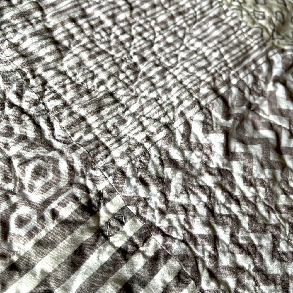 Handmade Elephant Print Quilted Baby Quilt Blanket - Gray, White and Turquoise